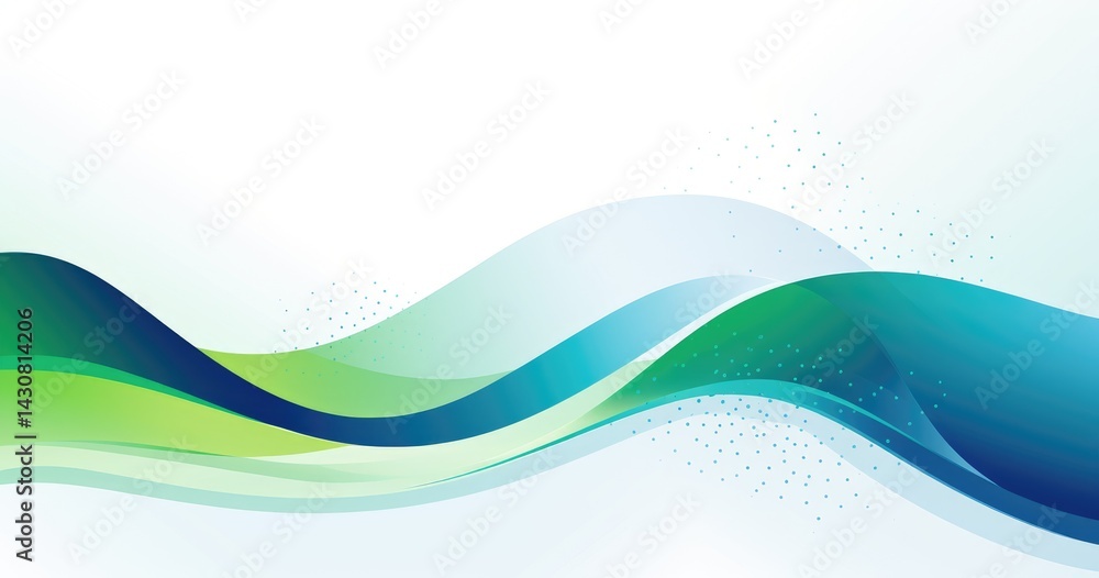 Wall mural abstract background vector presentation design template with blue and green wavy shapes, dots and li