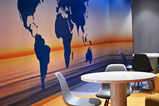 Interior of travel agency