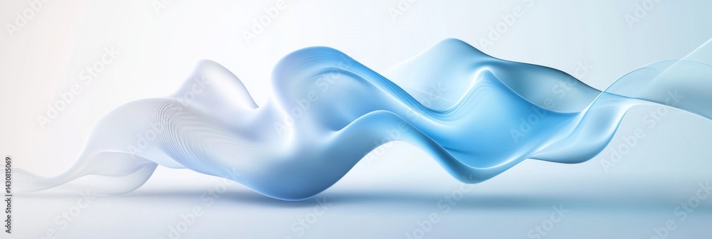 Poster abstract blue and white flowing wavy shapes creating smooth and elegant motion