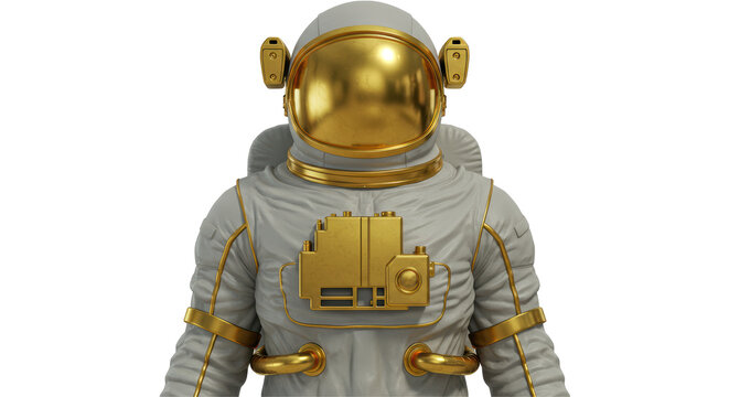 Isolated Golden Astronaut Cosmonaut Spacesuit Detailed