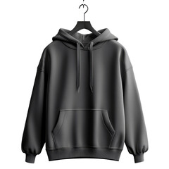 Stylish black hoodie displayed on a hanger for casual fashion appeal