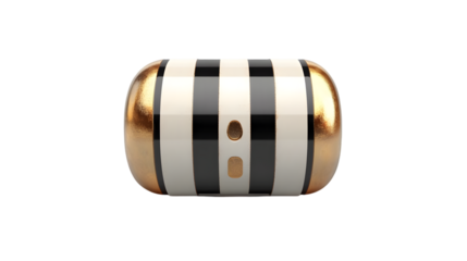 Striped gold capsule with 3D render.