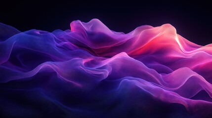 Obraz premium Abstract Nebula Waves, Dark Background, Digital Art