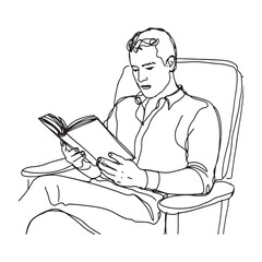 Man Reading Book Silhouette - Creative Line Sketch - man reading book silhouette - man reading book vector - man reading book doodle - reading book illustration - man reading book line art

