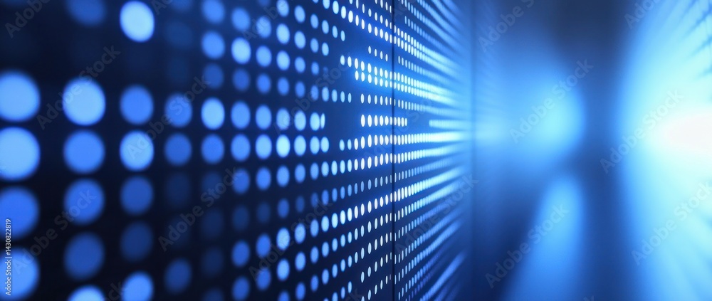 Poster abstract blue digital dots pattern: illuminating technology background