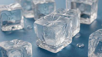 Obraz premium ice cubes on blue background