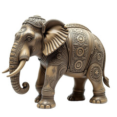 Fototapeta premium Indian Elephant Sculpture with Intricate Details on Transparent Background