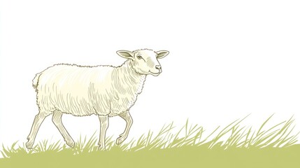 Fototapeta premium Cute sheep grazing in a field