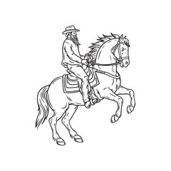 Man Horse Riding Silhouette - Minimal Smoke Line Art - man horse riding silhouette - man horse riding vector - man horse riding doodle - horse riding illustration - man horse riding line art

