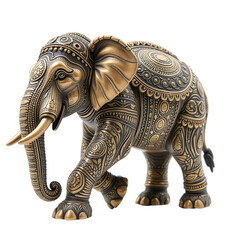 Indian Elephant Sculpture with Intricate Details on Transparent Background