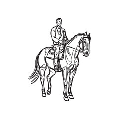 Man Horse Riding Silhouette - Minimalist Line Sketch - man horse riding silhouette - man horse riding vector - man horse riding doodle - horse riding illustration - man horse riding line art


