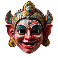 Naklejka premium Indian Kathakali Dancer Mask on Transparent Background