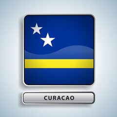 Curacao flag square button Isolated on color gradient background. Exclusive Icon flag