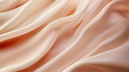 Obraz premium Soft Peach Satin Fabric Draped in Waves and Curves for Textures