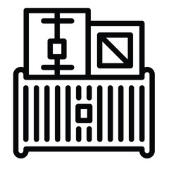 Port cargo box and containers line icon, marine port concept. Vector graphics. Cargo shipping, sea delivery sign on white background, style mobile or design.