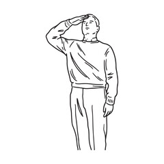 Man Saluting Silhouette - Minimal Smoke Illustration - man saluting silhouette - man saluting vector - man saluting doodle - saluting illustration - man saluting line art

