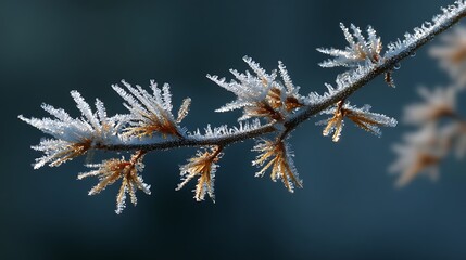 Frost covered plant branches winter nature
