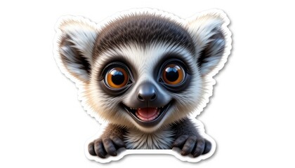 Fototapeta premium Playful Ring-tailed Lemur Cartoon Illustration