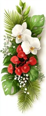 Tropical Floral Arrangement with Orchids and Anthuriums