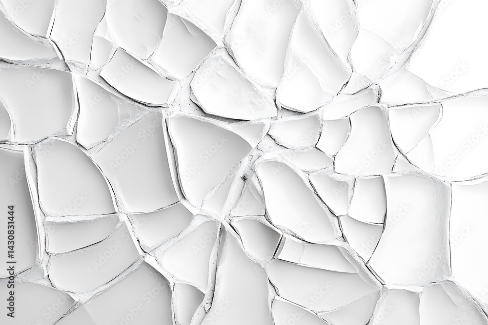 Poster abstract white fragmented surface with geometric pattern and textured edges