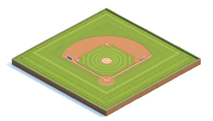 Isometric Baseball Field Illustration