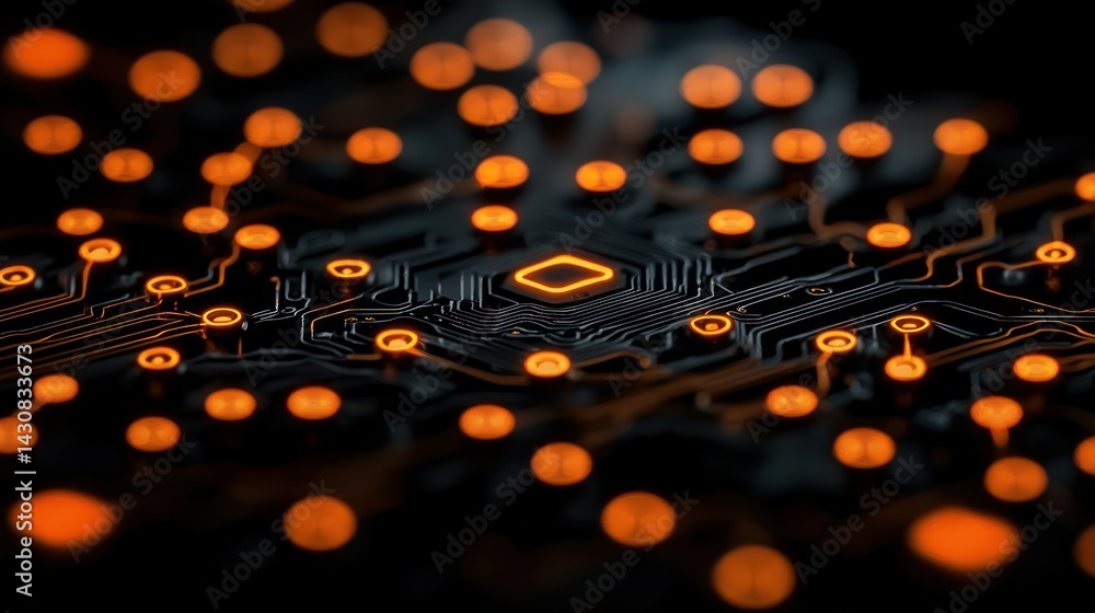 Poster illuminated circuit board: a microscopic view of technological innovation