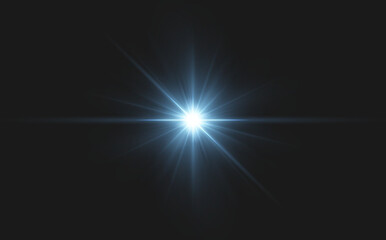 Vector transparent overlay featuring sunlight with sun rays and glare, including lens flare, light leaks, light transitions. 