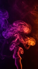 Obraz premium Colorful Smoke Rising Abstractly on Dark Background