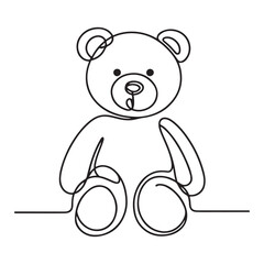 Adorable Teddy Bear Continuous Line Art Illustration for Nursery Decor