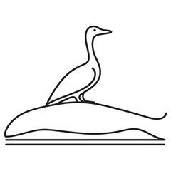 Elegant Bird on a Shoreline Serene Nature Illustration