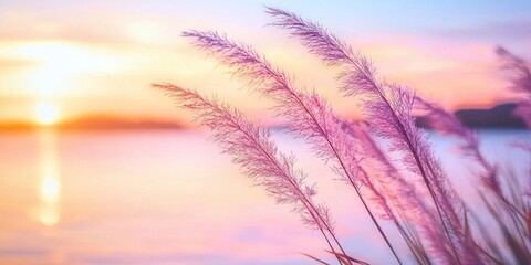 Soft colors create a relaxing atmosphere by the lake's edge.