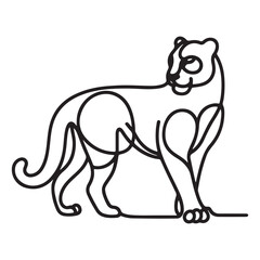 Puma Silhouette One Line Drawing Illustration Majestic Wild Cat