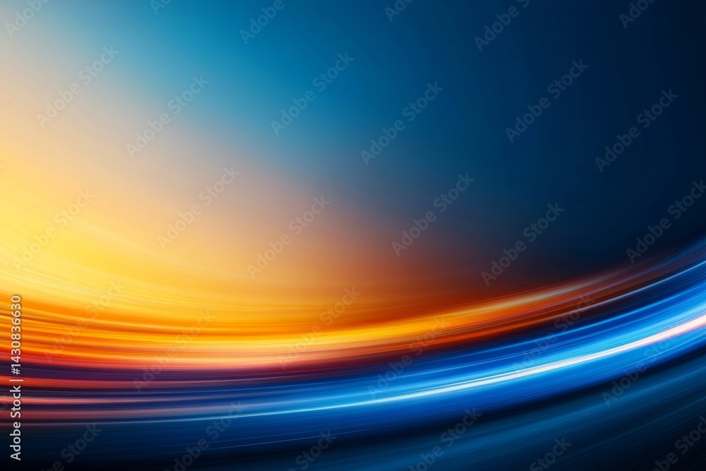 Leinwandbilder Abstract digital backdrop features flowing blue and orange trails symbolizing the movement of technology and information within a futuristic setting