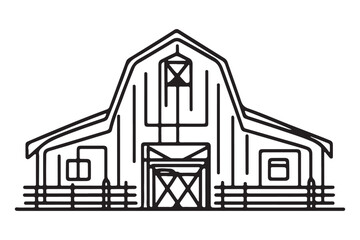 Detailed Barn Line Art Vector Illustration for Farmhouse Designs