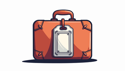 Stylish geometric briefcase with metallic luggage tag, commercial design