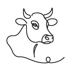 Cow head silhouette vector illustration livestock animal drawing farm concept