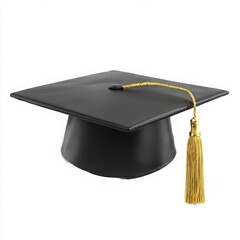Graduation cap with tassel isolated on white background