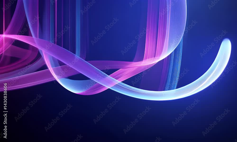 Poster 3d render, abstract neon background with glowing lines and reflections. the composition of the image