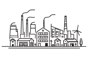 Cityscape Silhouette Illustration Industrial Urban Skyline Architecture