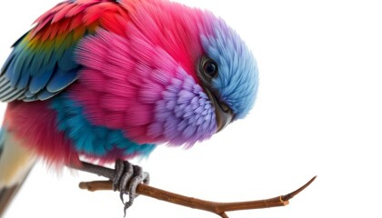 Obraz premium Vibrant Pink And Blue Bird Perched On Branch