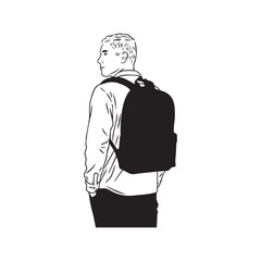 Man with Bag Silhouette - Artistic Clean Line Art - man with bag silhouette - man with bag vector - man with bag doodle - bag illustration - man with bag line art

