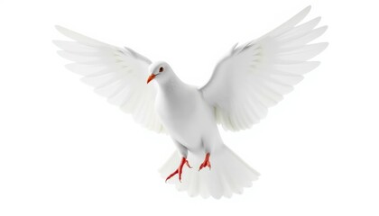 Obraz premium White Dove in Flight Against White Background