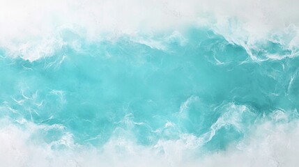 Obraz premium Serenity unfolds as gentle turquoise waves roll onto a sandy beach, creating intricate foam patterns that emphasize the peaceful essence of the tropical ocean