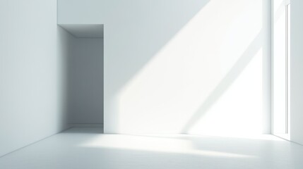 Empty white room with sunlight