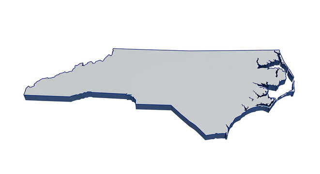 North Carolina state outline map on white background for geography study