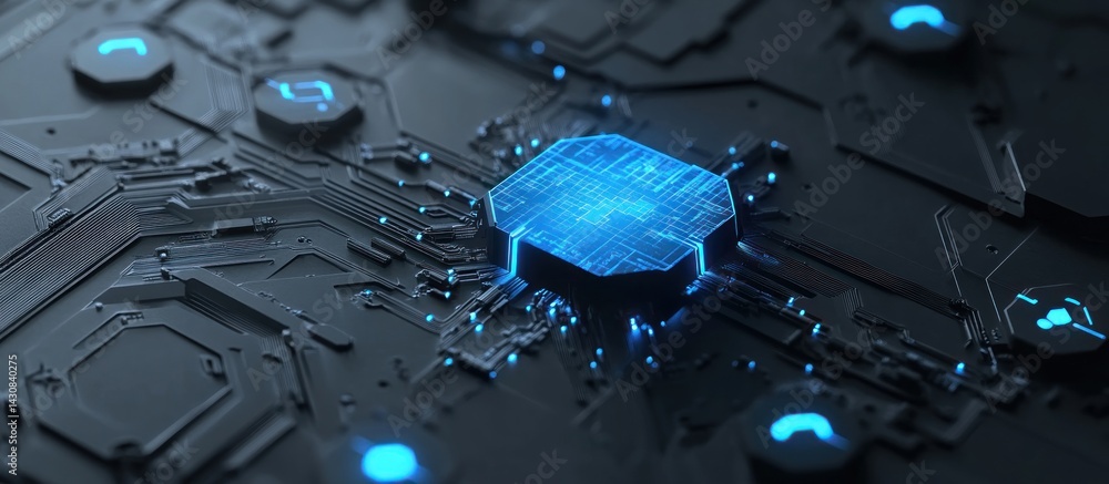 Poster futuristic technology: advanced microchip circuit board design