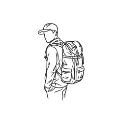 Man with Bag Silhouette - Creative Line Sketch - man with bag silhouette - man with bag vector - man with bag doodle - bag illustration - man with bag line art


