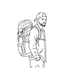 Man with Bag Silhouette - Artistic Line Drawing - man with bag silhouette - man with bag vector - man with bag doodle - bag illustration - man with bag line art

