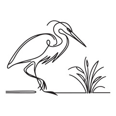 Elegant Heron Continuous Line Art Vector Illustration Wildlife Design