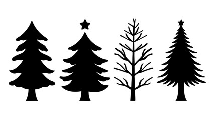 Obraz premium set of christmas tree silhouette vector on white background